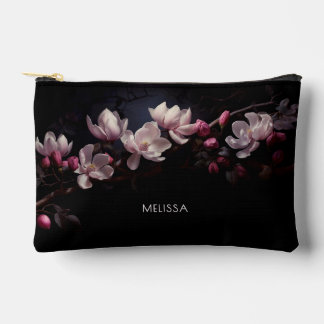 3D Magnolia Black Background Zubehörtasche
