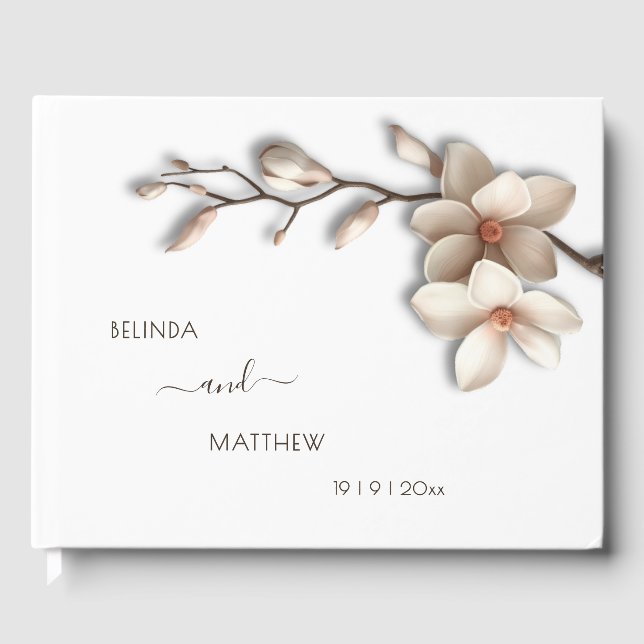 3D Magnolia Flower | Wedding Gästebuch (Vorderseite)