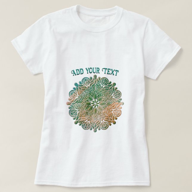 3D Mandala Meditation Yoga farbiger Hintergrund T-Shirt (Design vorne)
