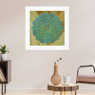 3D-Mandala-Meditations-Yoga-farbenfroher Hintergru Poster
