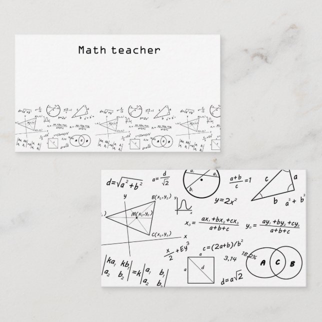 3D-Mathematik-Whiteboard-Mathelehrer Visitenkarte (Vorne/Hinten)
