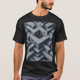 3D Maze: Geometrische Kuben in Perspektive T-Shirt