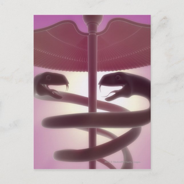 3D. medizinische Kadukeus Postkarte (Vorderseite)