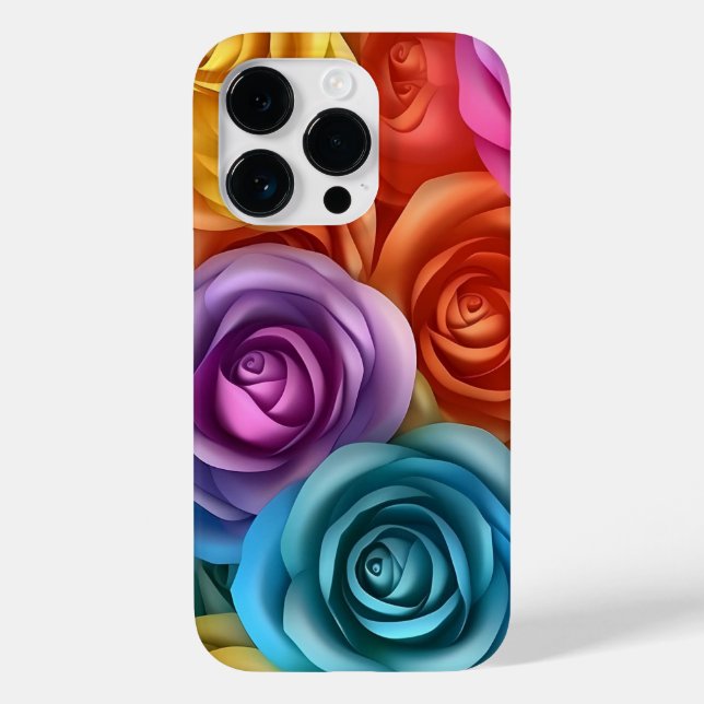 3D mehrfarbige Rose Case-Mate iPhone Hülle (Rückseite)