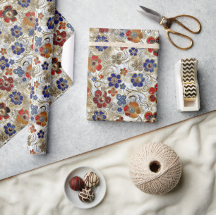 3D-Metallfloral mit Gold und fett Farben Geschenkpapier