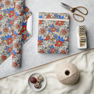 3D-Metallfloral mit Gold und fett Farben Geschenkpapier