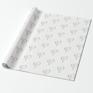 3D Metallic Gold Heart Swirt Hochzeitstag Geschenkpapier