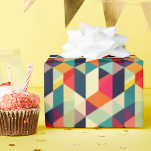3D Mitte Jahrhundert Modernes geometrisches Muster Geschenkpapier