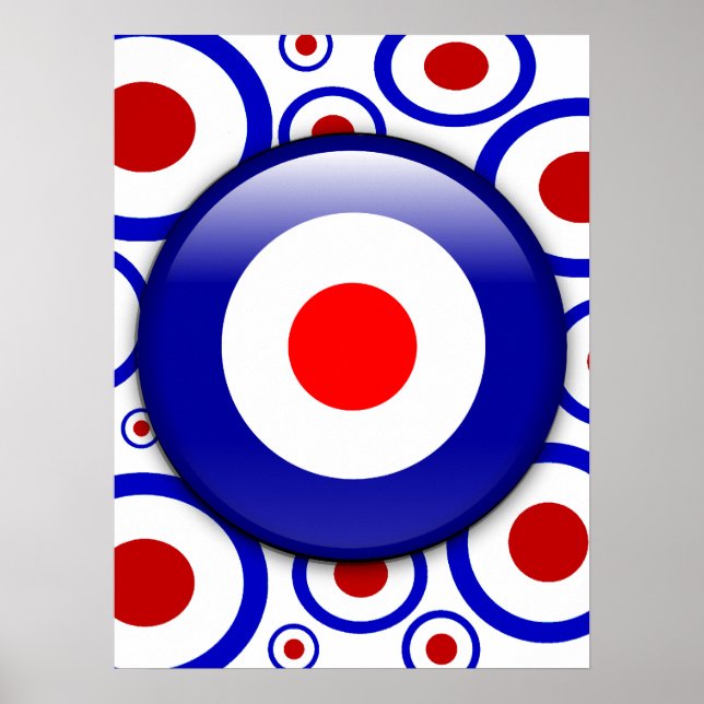 3d Mod Target auf 60er Musterplakatdruck Poster (Vorne)