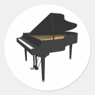 3D-Modell: Black Grand Piano: Runder Aufkleber