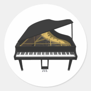 3D-Modell: Black Grand Piano: Runder Aufkleber
