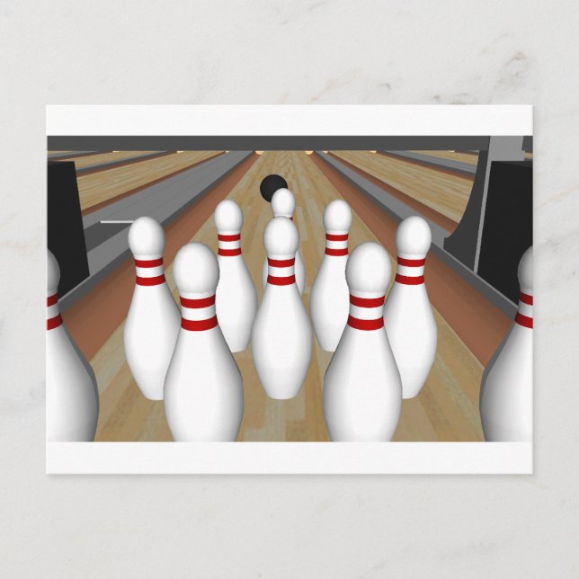 3D-Modell: Bowling-Buttone auf Schiene: Postkarte (Vorderseite)