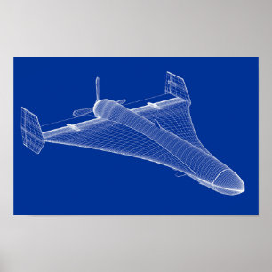 3D-Modell der Militärdrohne Poster