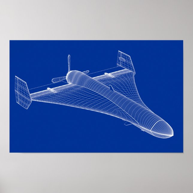 3D-Modell der Militärdrohne Poster (Vorne)