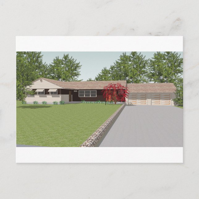 3D-Modell: Ranch Style House: Postkarte (Vorderseite)