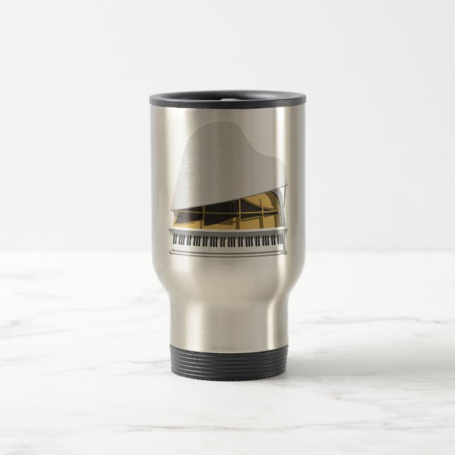 3D-Modell: White Grand Piano: Travel Mug Reisebecher (Mittel)