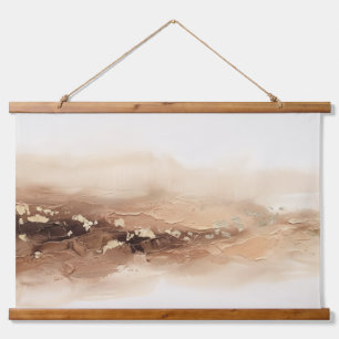 3D Moderne abstrakte Impasto-Gold-Warmbraun-Dekora Wandteppich Mit Holzrahmen