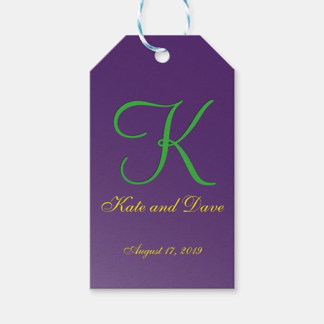 3d Monogram Lila Fab Fun Geschenkanhänger (Vorderseite)