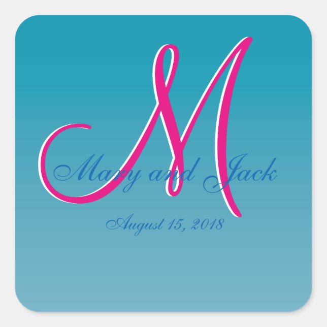 3d Monogramm blaues Wasser Runder Aufkleber (Vorderseite)