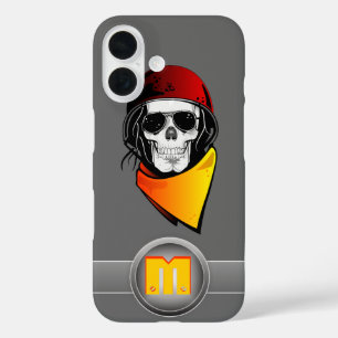 3D Monogramm Red Helm Rebel Skull iPhone 16 Hülle