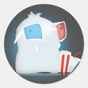 3D-Monster-Aufkleber Runder Aufkleber
