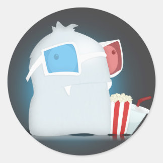 3D-Monster-Aufkleber Runder Aufkleber