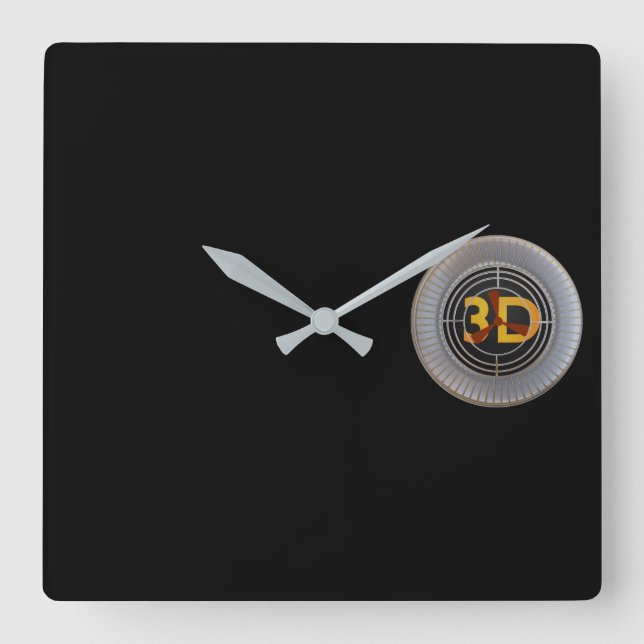 3D-Motor Quadratische Wanduhr (Vorderseite)