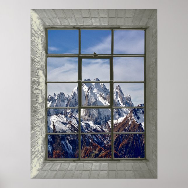 3D Mountains View Fake Window Poster (Vorne)