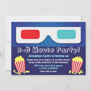 3D Movie Party Geburtstagsfeier Einladung