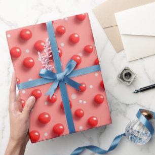 3D-Muster für rote und weiße Polka-Punkte Geschenkpapier