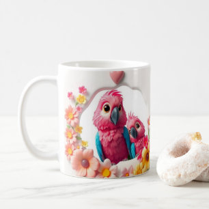 3D-Muttertagsparrot und Blume Kaffeetasse