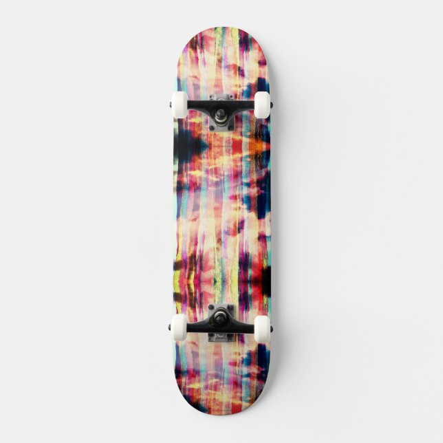 3D Neon Strip Skies Skateboard (Vorderseite)