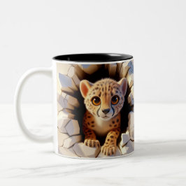 3D Niedlich Baby Cheetah Hot Cocoa Kaffees Tiere T Zweifarbige Tasse