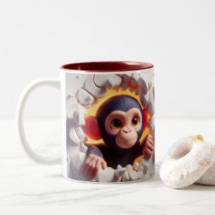 3D Niedlich Baby Chimpanzee Hot Cocoa Kaffees Tier Zweifarbige Tasse