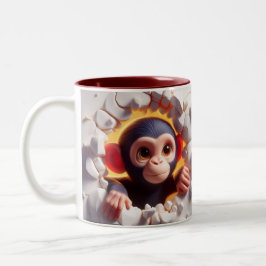 3D Niedlich Baby Chimpanzee Hot Cocoa Kaffees Tier Zweifarbige Tasse