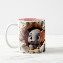 3D Niedlich Baby Elephant Hot Cocoa Coffee Tiere T Zweifarbige Tasse
