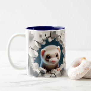 3D Niedlich Baby Ferret Hot Cocoa Kaffees Tiere Zweifarbige Tasse