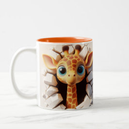 3D Niedlich Baby Giraffe Hot Cocoa Coffee Tiere Ta Zweifarbige Tasse