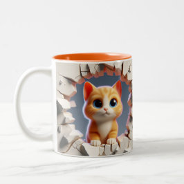 3D Niedlich Baby Kitten Hot Cocoa Kaffees Tiere Zweifarbige Tasse