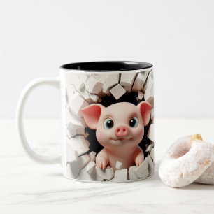 3D Niedlich Baby Piglet Hot Cocoa Kaffees Tiere Zweifarbige Tasse