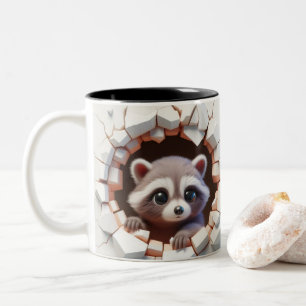 3D Niedlich Baby Raccoon Hot Cocoa Kaffees Tiere Zweifarbige Tasse
