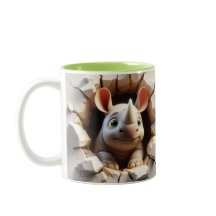 3D Niedlich Baby Rhinoceros Hot Coffee Tiere