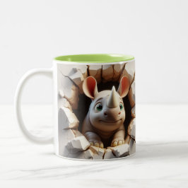 3D Niedlich Baby Rhinoceros Hot Coffee Tiere Zweifarbige Tasse