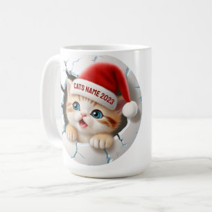 3D Niedlich Kitten in Santa's Hat zu Weihnachten Kaffeetasse