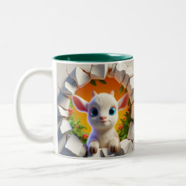 3D Niedliche Baby Goat Hot Cocoa Kaffees Tiere Zweifarbige Tasse