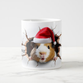 3D Niedliche Guinea mit Weihnachtsmannmütze Jumbo-Tasse