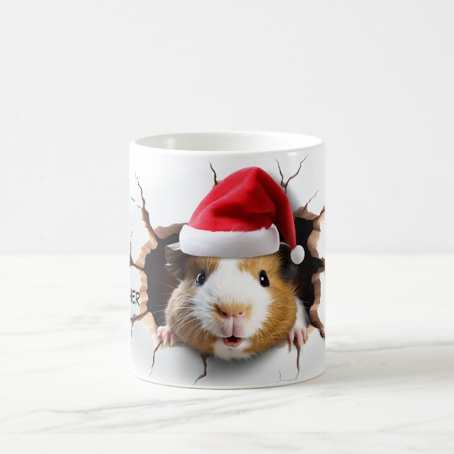 3D Niedliche Guinea mit Weihnachtsmannmütze Kaffeetasse (Mittel)