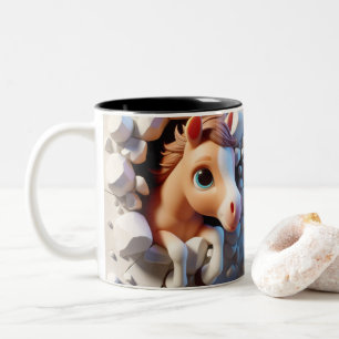 3D Niedliches Baby Horse Hot Cocoa Kaffees Tiere Zweifarbige Tasse