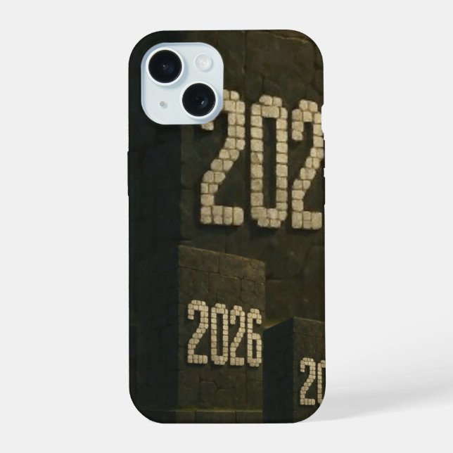  3D Number Design for New Year 2026 iPhone 15 Hülle (Rückseite)