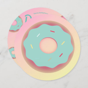3D Ombre Aquamarin und rosa Donut Sprinkle Mix Rou Einladung